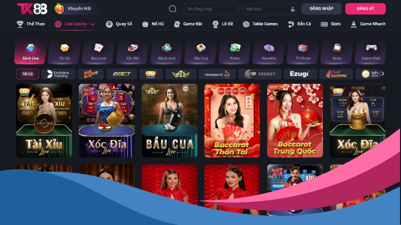 Live Casino TX88 - Tái hiện không gian sòng bạc đẳng cấp